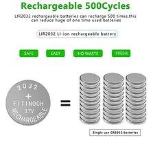 Load image into Gallery viewer, Rechargeable 2032 Battery, FITINOCH LIR2032 Button Battery Can Replace ML2032 CR2032 3v Lithium Batteries with Coin Battery Charger, 4 Count Car Remote Battery 3.7V 50mAh