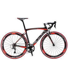 Load image into Gallery viewer, SAVADECK Carbon Road Bike, Windwar5.0 Carbon Fiber Frame 700C Racing Bicycle with 105 22 Speed Groupset Ultra-Light Bicycle (Red, 54cm)