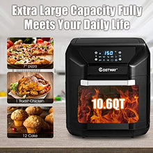 Load image into Gallery viewer, COSTWAY 10.6 QT Electric Air Fryer Toaster Oven, 7-in-1 Kitchen Pizza Air Oven with Rotisserie, Multifunctional Cooking Oven, Oil Less Cooker, with Intelligent Screen, Auto Shut-Off Function, w/ Dishwasher-Safe Accessories (Black)