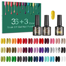 Load image into Gallery viewer, 39 Pcs Gel Nail Polish Set, Nail Polish 36 Colors, Popular Nail Art Colors UV LED Soak Off Nail Gel Kit with Glossy & Matte Top Base Coat