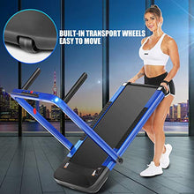 Load image into Gallery viewer, ANCHEER 2 in1 Folding Treadmill, 2.25HP Under Desk Electric Treadmill with Remote Control and Bluetooth Speaker & LCD Monitor, Installation-Free, Exercise Fitness Machine for Home/Office Use (Blue)