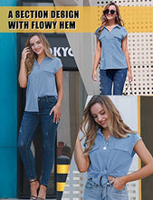 Load image into Gallery viewer, Lotusmile Blouses & Button-Down Shirts, Collared Shirts for Women Short Sleeve Cute Chiffon Summer Button Up Business Top Fashion 2022 Spring Relaxed Fit Classy Formal Professional Dressy Blouse