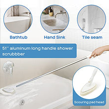 Load image into Gallery viewer, Qaestfy Shower Scrubber & Cleaning Brush Combo Tub and Tile Scrubber Cleaner Scrub Brushes with 51'' Long Handle Tool for Bathroom Bathtub Wall Mop Scrubbing Model QAE002