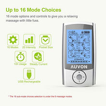 Load image into Gallery viewer, AUVON Rechargeable TENS Unit Muscle Stimulator, 3rd Gen 16 Modes TENS Machine with 8pcs 2"x2" Premium Electrode Pads (American Gel) for Pain Relief
