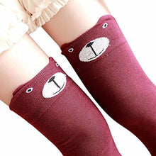 Load image into Gallery viewer, Clearance Women Winter Cartoon Cat Bear Panda Knitted Over Knee Long Boot Thigh-High Warm Socks (Red)