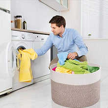 Load image into Gallery viewer, Mintwood Design Extra Large 22 x14 Inches Decorative Woven Cotton Rope Basket, Laundry Basket, Blanket Basket, Baby and Dog Toy Storage Baskets Bin, Kid Laundry Hamper, Towel Basket