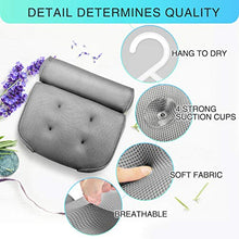 Load image into Gallery viewer, ESSORT Bathtub Pillow, Large Spa 3D Air Mesh Bath Pillow, Luxury Comfortable Soft Bath Cushion Headrest, for Head Neck Shoulder Support Backrest, Fits Any Size of Tubs, Jacuzzi (Gray)