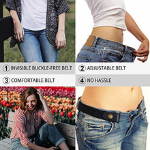 Load image into Gallery viewer, 4 Pieces No Buckle Stretch Women Belt for Jeans Pants, WHIPPY Buckle Free Comfortable Invisible Elastic Belts (Black Khaki Blue Brown, Fit Pants Size 22-36 Inches)