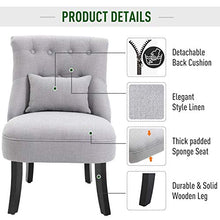 Load image into Gallery viewer, HOMCOM Accent Chair with Upholstered Fabric, Solid Wood Legs and Pillow, Perfect for The Living Room or Bedroom, Grey