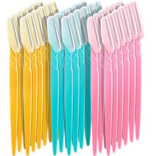 Load image into Gallery viewer, 60 Pieces Eyebrow Razor Shaper Trimmer Shaver Women Facial Razor with Precision Cover (Pink, Blue, Yellow)