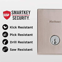Load image into Gallery viewer, Kwikset 98180-002 San Clemente Single Cylinder Low Profile Handleset Front Door Lock with Halifax Lever featuring SmartKey Security in Satin Nickel