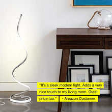 Load image into Gallery viewer, Brightech Allure - 32” Bright LED Spiral Lamp Gets Compliments - Modern Curved Pole Light for Bedrooms & Living Rooms - Floor Standing/End Table Lamp with Built In Dimmer Switch - Platinum