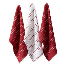 Load image into Gallery viewer, Ribbed Terry Kitchen Dish Towels (16x26" Set of 6 - Assorted Red & White) Absorbent & Durable for Wiping Down Countertops, Dusting, or Drying Dishes