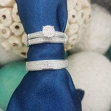 Load image into Gallery viewer, Dazzlingrock Collection 0.48 Carat (ctw) Round White Diamond Men's and Women's Engagement Ring Trio Bridal Set, Sterling Silver