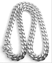 Load image into Gallery viewer, Hollywood Jewelry Gold Chain Necklace 14MM 14K White Gold Diamond Cut Smooth for Men Hip Hop Miami Cuban Link with a Warranty USA Made! (28)
