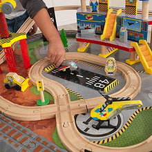Load image into Gallery viewer, KidKraft Transportation Station Wooden Train Set and Table with Airport, Helicopter, 58 Pieces Included, Gift for Ages 3+