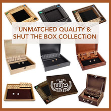 Load image into Gallery viewer, WE Games Shut The Box Wooden 1-4 Player Board Game Travel Size, The Original Table Top Dice Game for Families, Learn Math, for Classrooms, Pubs or at Home, 14 inches, Includes 8 Dice
