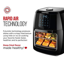 Load image into Gallery viewer, Chefman 6.3 Quart Digital Air Fryer+ Rotisserie, Dehydrator, Convection Oven, 8 Presets to Air Fry, Roast, Dehydrate, Bake & More, BPA-Free, Auto Shut-Off, Accessories Included, XL Family Size, Black
