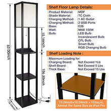 Load image into Gallery viewer, 3-in-1 Shelf Floor Lamp with 2 Fast Charging USB Ports and 1 Power Outlet, 3-Tiered LED Shelf Floor Lamp, Shelf & Storage & LED Floor Lamp Combination, Modern Standing Light for Living Room, Bedroom