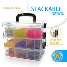 Load image into Gallery viewer, Bins & Things Stackable Storage Container with 18 Adjustable Compartments - Clear - Craft Storage / Craft Organizers and Storage - Bead Organizer Box / Art Supply Organizer