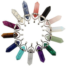 Load image into Gallery viewer, Mutilcolor 50pcs Gemstone Bullet Meditation Healing Pointed Chakra Crystal Quartz Stone Random Color Pendants for Necklace Jewelry Making