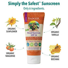 Load image into Gallery viewer, Badger - SPF 30 Kids Sunscreen Cream with Zinc Oxide for Face and Body, Broad Spectrum & Water Resistant Reef Safe Sunscreen, Natural Mineral Sunscreen with Organic Ingredients 2.9 fl oz (3 pack)