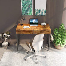 Load image into Gallery viewer, CubiCubi Computer Small Desk, 40 inches with 2 Storage Drawers for Home Office Writing Desk, Makeup Vanity Console Table, Rustic Brown