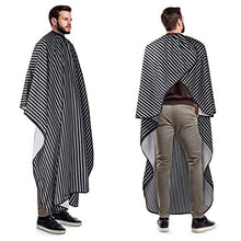 Load image into Gallery viewer, Professional Barber Salon Cape Haircut Cloth Apron Hairdresser Hair Cutting Cover Home Barber Supplies for Adults Men Women Kids Family, 55"x63" (Black-Stripe)