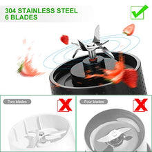 Load image into Gallery viewer, Aitsite Portable Blender, Personal Mixer Fruit Rechargeable USB with 2 Straws, Mini Blender for Smoothie, Fruit Juice, Milk Shakes 380ml, Six 3D Blades for Great Mixing (Black)