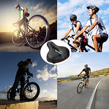 Load image into Gallery viewer, Comfortable Bike Seat-Padded Soft Bicycle Cushion Memory Foam Waterproof Wide Bike Saddle with Dual Shock Absorbing Rubber Balls Universal Fit for Indoor/Outdoor Bikes with Red Warning Strip(Blue)