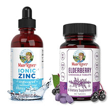 Load image into Gallery viewer, Liquid Ionic Zinc & Elderberry Tablets Immunity Bundle by MaryRuth's | Organic Glycerin + Zinc Sulfate, 4oz | Elderberry + Vitamin C Chewable Tablets, 90ct | Formulated for Kids & Adults
