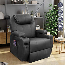 Load image into Gallery viewer, Furniwell Recliner Chair Massage Leather Living Room Chair Home Theater Seating Heated Overstuffed Single Sofa 360° Swivel and Rocking (Black)