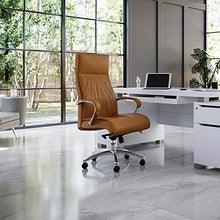 Load image into Gallery viewer, Forbes Genuine Leather Aluminum Base High Back Executive Chair - Tan