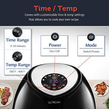 Load image into Gallery viewer, Ultrean 6 Quart Air Fryer, Large Family Size Electric Hot Air Fryers XL Oven Oilless Cooker with 7 Presets, LCD Digital Touch Screen and Nonstick Detachable Basket,UL Certified,1700W (Black)