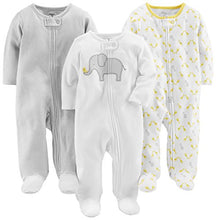Load image into Gallery viewer, Simple Joys by Carter's Baby 3-Pack Neutral Sleep and Play, Elephant, Stripe, giraffe, Newborn