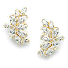 Load image into Gallery viewer, Mariell Shimmery Marquis Cluster Cubic Zirconia Bridal or Special Occasion Earrings - 14K Gold Plated