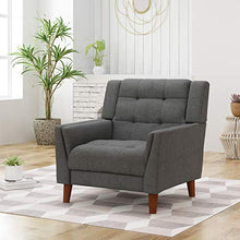 Load image into Gallery viewer, Christopher Knight Home Evelyn Mid Century Modern Fabric Arm Chair, Dark Gray, Walnut