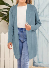 Load image into Gallery viewer, Girls Long Knit Cardigan Sweater Open Front Long Sleeve Fall Spring Outwear
