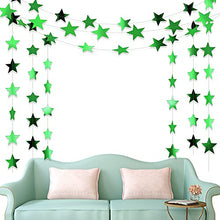 Load image into Gallery viewer, 130 Feet Glitter Star Paper Garland Banner Hanging Decoration for Graduation Class of 2022 Congrats Grad Wedding Birthday Festival Party Decoration (Green)