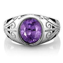 Load image into Gallery viewer, Gem Stone King 925 Sterling Silver Oval Amethyst Men's Ring 4.60 Ct (Size 10)