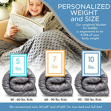 Load image into Gallery viewer, Snuggle Pro Premium Weighted Blanket Kids Set, 7lbs (41"x60", Gray), Breathable, Washable, Hypoallergenic & Heavy | Reversible Cooling Bamboo & Minky Dot Sensory Duvet Cover + Extra Gift