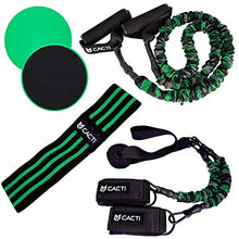Load image into Gallery viewer, Cacti Resistance Bands for Legs and Butt Set - Fabric Booty Band, Workout Band with Handles, 2 Exercise Resistance Bands, 2 Ankle Straps, Door Anchor, 2 Core Sliders, Gym Carry Bag, Workout Guide