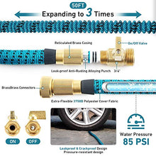Load image into Gallery viewer, COOLWUFAN 50ft Expandable Garden Hose, 9-Function High Pressure Water Spray Nozzle with 3/4" Solid Brass Fittings/ 2-Way Pocket Flexible Splitter, Expanding Hose for Garden Lawn Car Pet Washing