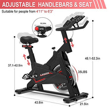 Load image into Gallery viewer, LABODI Exercise Bike, Indoor Cycling Bike Stationary, Spin Bike for Home Cardio Gym, Silent Belt Drive Workout Bike with 35 LBS Flywheel, Thickened Frame Upgraded Version(Black)