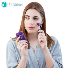 Load image into Gallery viewer, Authentic Amethyst Roller and Gua Sha Set - Jade Roller for Face - Face Roller: 100% Real Natural Amethyst - Face Massager, Facial Roller for Skin, Eyes, Neck - Authentic, Durable, Natural, No Squeaks