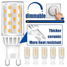 Load image into Gallery viewer, Dimmable G9 LED Bulb 4.5W 3000K 120V Soft Warm White Light Bulbs,CRI85 G9 Bi Pin Bulb (T4 40Watt Halogen Replacement ),450 Lumens,No Flickering, 360 Beam Angle,Energy Saving G9 Small Bulb, 5 Pack