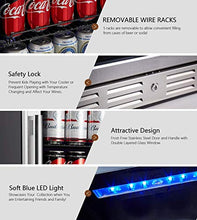 Load image into Gallery viewer, Kalamera 15 & 24 inch 96 or 154 Cans Capacity Beverage Cooler - Built in Counter or Freestanding - for Soda, Water, Beer or Wine - For Kitchen or Bar with Blue Interior Light