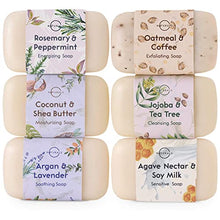 Load image into Gallery viewer, O Naturals 6pcs Natural Bar Soap Collection, Soap Gift Set, Spa Gifts for Women & Men, Organic Body Wash Soap Bar & Face Soap for Acne - 100% Natural, Triple Milled Soap Bars with Essential Oils 4oz