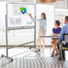 Load image into Gallery viewer, Double Sided Rolling Whiteboard, 48 x 32 inches Large Mobile Whiteboard Magnetic Movable White Board Dry Erase Stand Whiteboard on Wheels Classroom Home Office Marker Board Gray