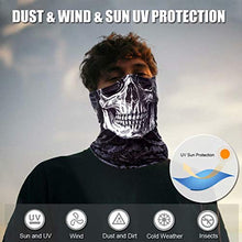 Load image into Gallery viewer, 3D Skull Print Face Bandana Neck Gaiter for Men Women, Sun UV Wind Dust Protection Half Mask Magic Scarf, Reusable Washable Cloth Fabric Balaclava Headwear for Motorcycle, Hiking, Halloween-6